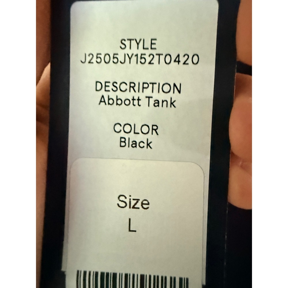 Veronica Beard Abbott Tank Top Black Ribbed Square Neck Henley Large - Picture 4 of 5
